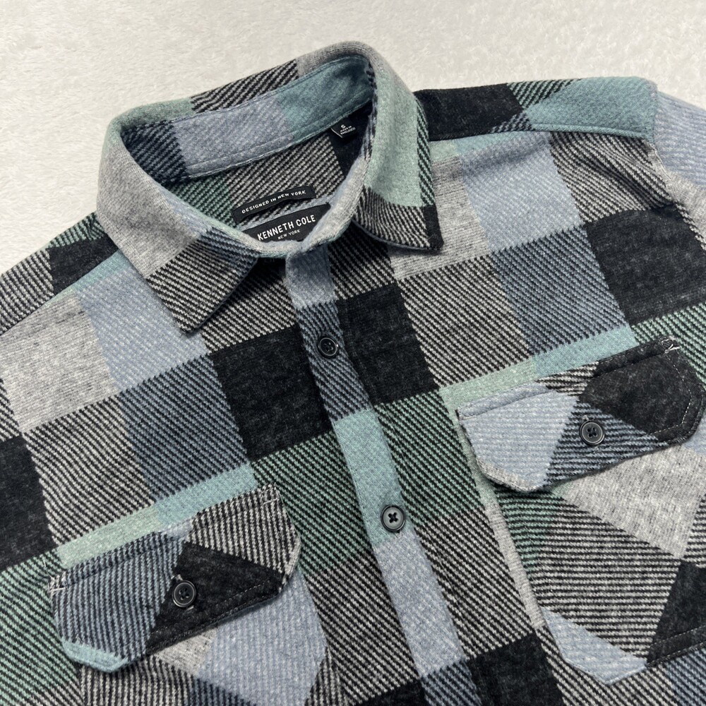 Kenneth Cole Slim Fit Super Soft Comfort Shirt Men S Blue Plaid NWT $79